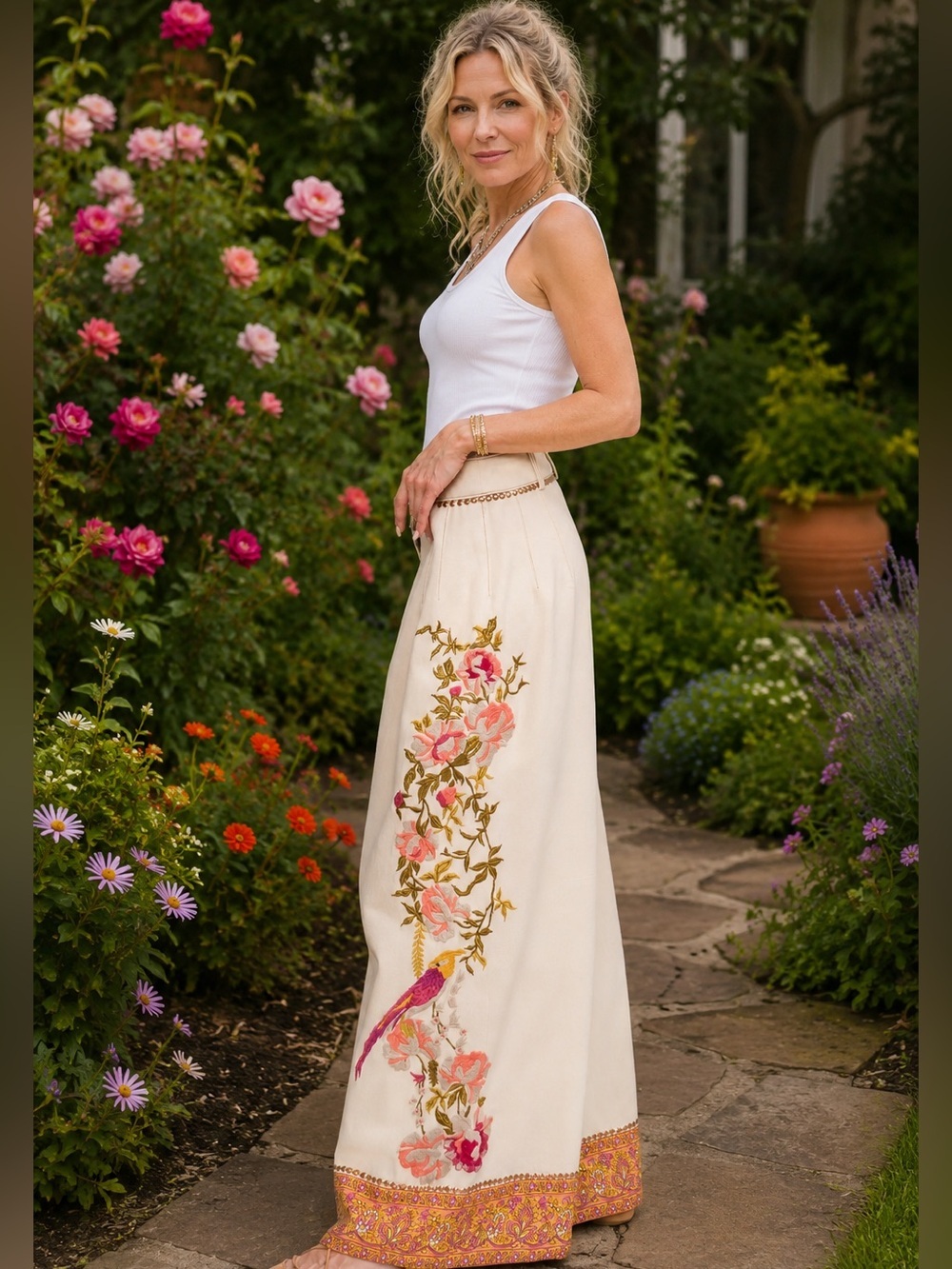 ❤️‍🔥 Aratta Time to Shine Embroidered Studded Wide Leg Pants  | NWT | L A-38